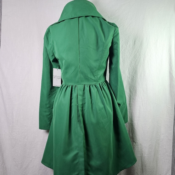 NWT She Reigns Womens Rain Coat Sz S Green Water Repellant Hi Low USA - Picture 6 of 16